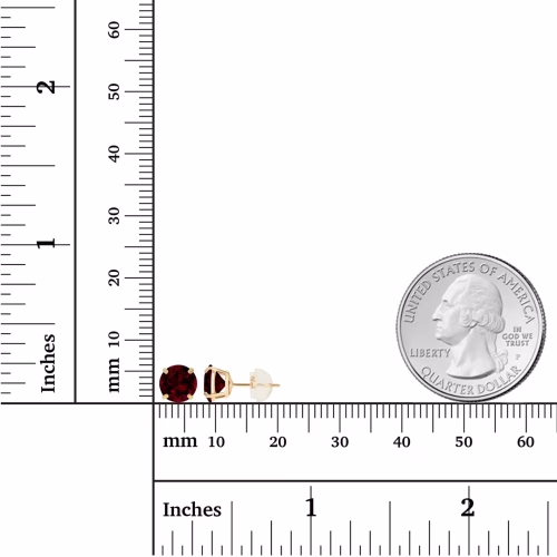 2.00 CTW Natural Red Garnet Stud Earrings in 14K Yellow Gold - Handcrafted USA - Image 3