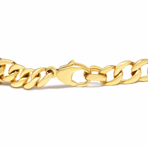 14K Yellow Gold Plated .925 Sterling Silver 1 1/4 Cttw Diamond Cuban Chain Link Bracelet (I-J Color, I3 Clarity)- 7.25" - Image 2
