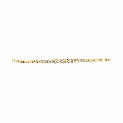 14K Yellow Gold Plated .925 Sterling Silver 1 1/4 Cttw Diamond Cuban Chain Link Bracelet (I-J Color, I3 Clarity)- 7.25" - Image 3