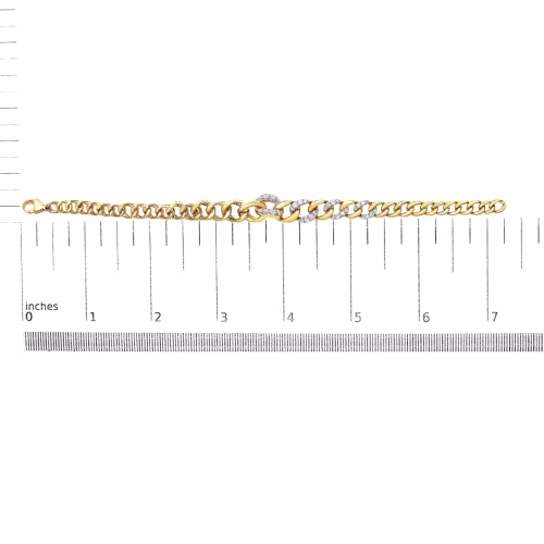 14K Yellow Gold Plated .925 Sterling Silver 1 1/4 Cttw Diamond Cuban Chain Link Bracelet (I-J Color, I3 Clarity)- 7.25" - Image 5