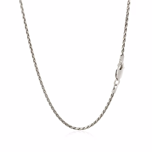 Sterling Silver Rhodium Plated Wheat Chain 1.5mm - Elegant & Durable Jewelry - Image 2
