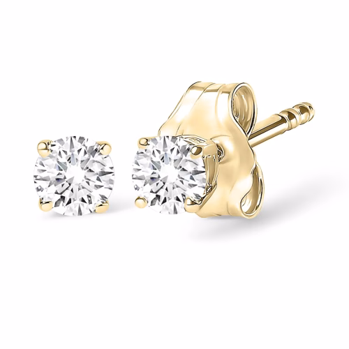 14K Gold 1/2 Cttw Round Lab Grown Diamond Solitaire Stud Earrings - Image 2