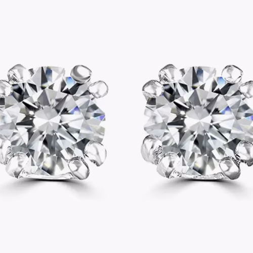 Classic 5mm 0.81 CT Moissanite Sterling Silver Earrings