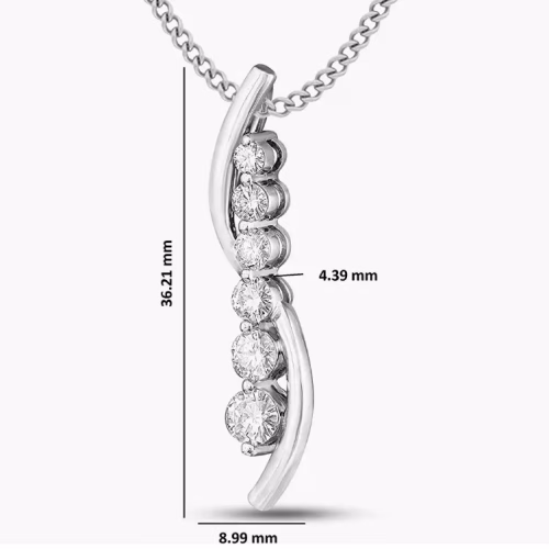 Multi-Size 0.90 Ct Moissanite Pendant in 14K White Gold