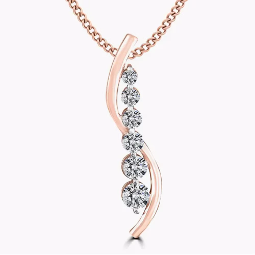 Shiny Multi-Size 0.90 Ct Moissanite Pendant in 14K Rose Gold