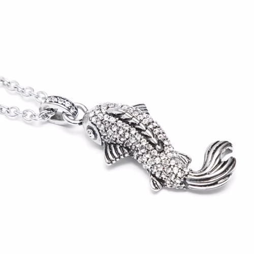 Controse White Sparkling Koi Fish Necklace - Image 2