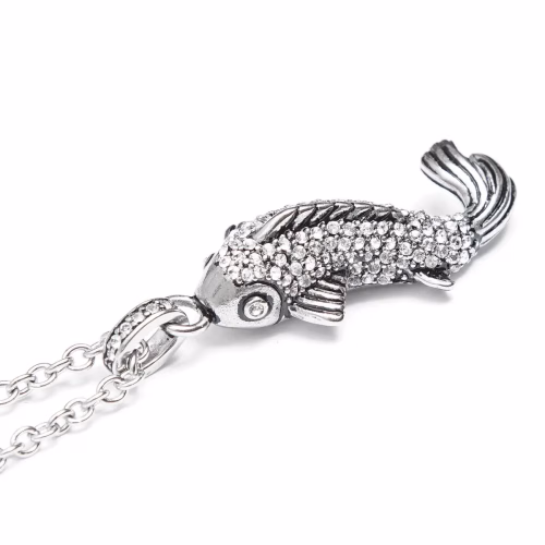 Controse White Sparkling Koi Fish Necklace - Image 3