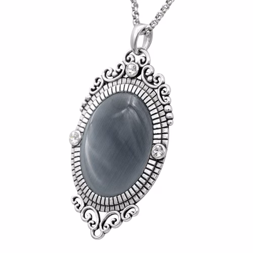 Controse Silver Plated Baroque Cat's Eye Gemstone Necklace - Image 3