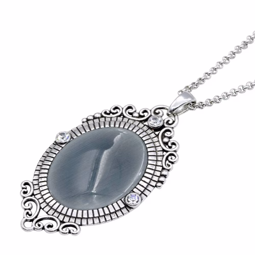Controse Silver Plated Baroque Cat's Eye Gemstone Necklace - Image 4
