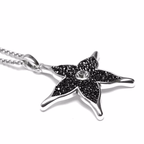 Silver Plated Illuminating Black Star Necklace - Image 3