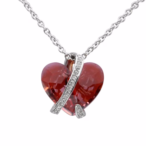 Fiery Magma Red Captivated Heart Necklace