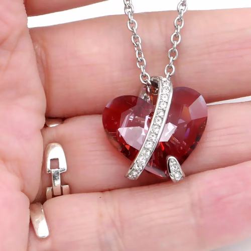 Fiery Magma Red Captivated Heart Necklace - Image 2