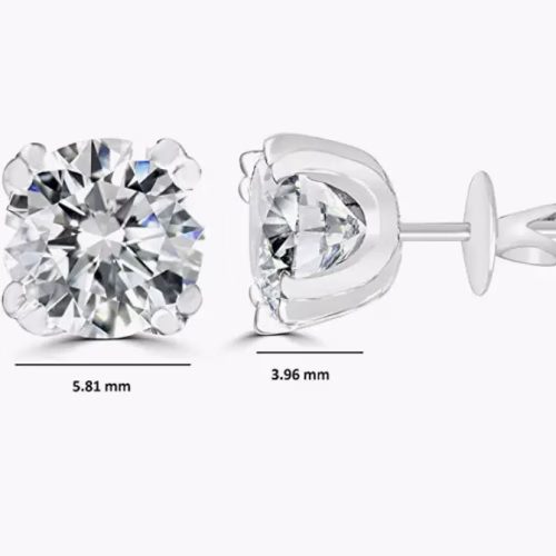 Brilliant Round-Cut 5mm 0.78 Carat Moissanite 925 Sterling Silver Earrings for Women