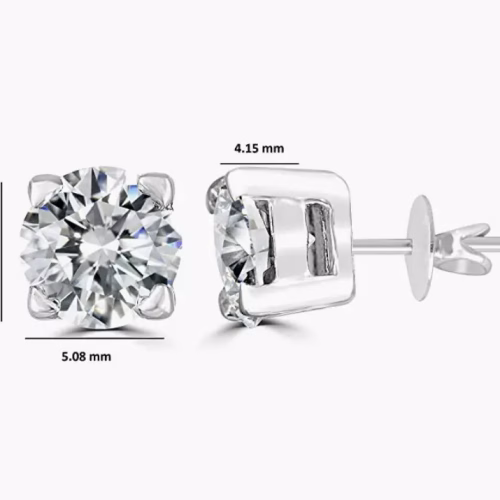 Brilliant Round-Cut 5mm 0.79 Carat Moissanite 925 Sterling Silver Earrings for Women
