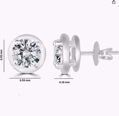 5mm .81ct Round-Cut Moissanite Earrings 925 Sterling Silver