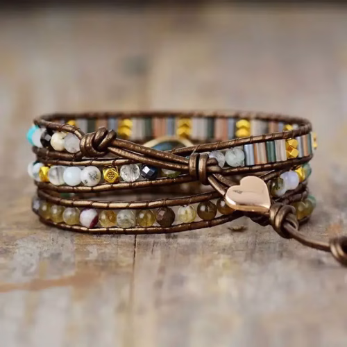 Labradorite & Rhinestone Wrap Bracelet - Image 2