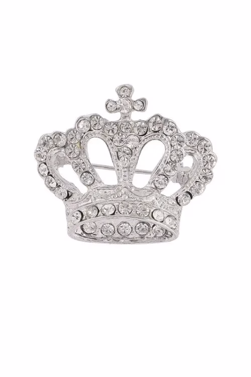 Rhinestone Crown Brooch - Image 2