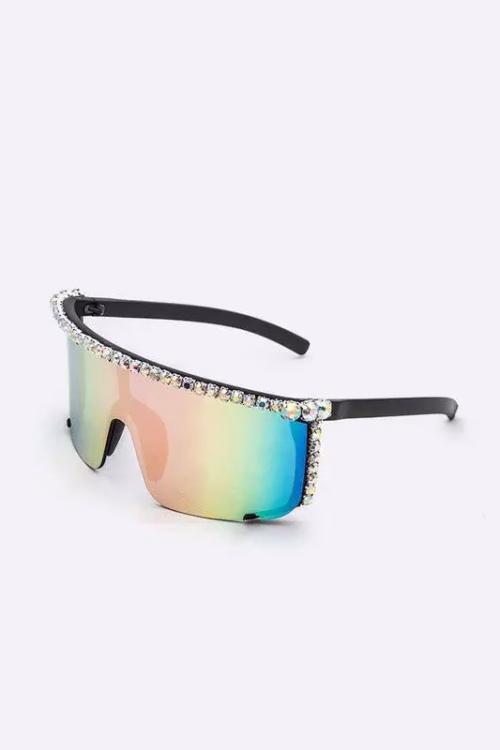 Rhinestone Shield Inspired Statement Sunglasses - Image 7
