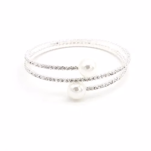 SPIRAL RHINESTONE BRACELET WITH PEARLS - Image 2