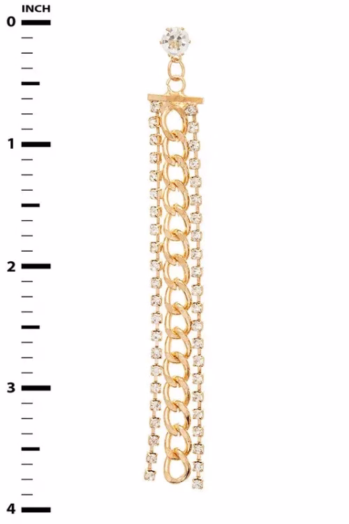 Rhinestone Chain Long Drop Earrings - Image 4