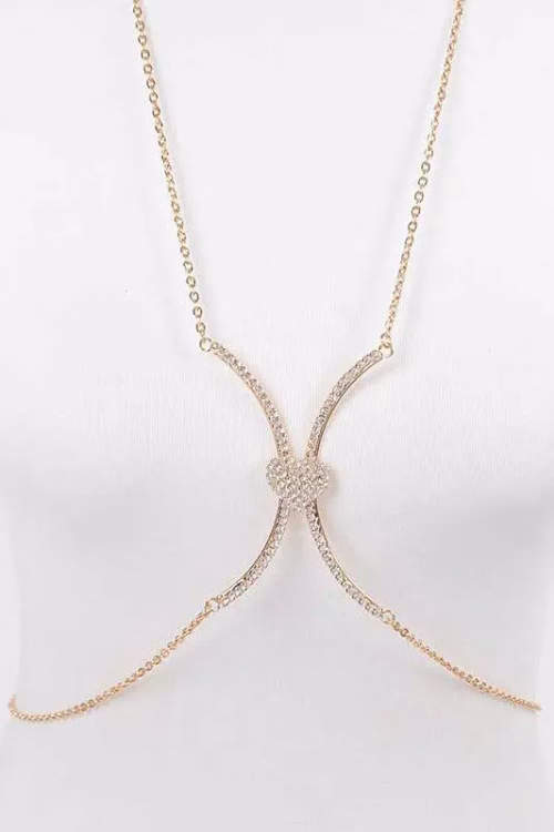 Rhinestone Heart Accent Body Chain - Image 3