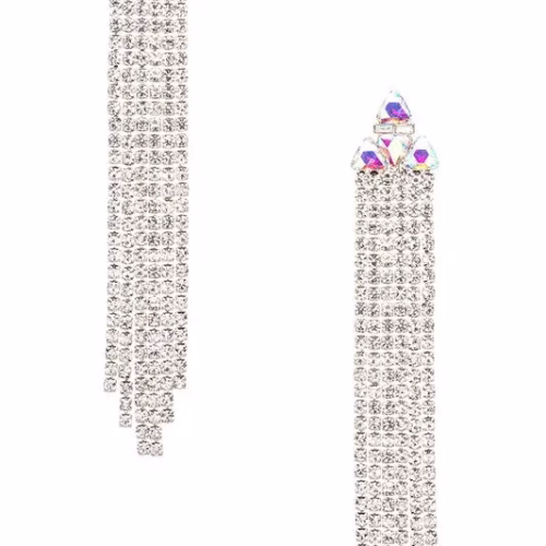 Long Rhinestone Fringe Earrings