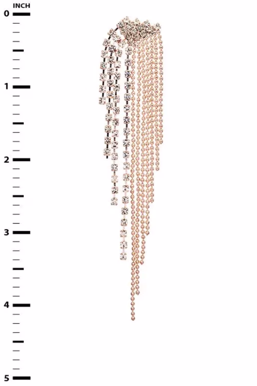 Rhinestone Fringe Chain Drop Earrings - Image 3