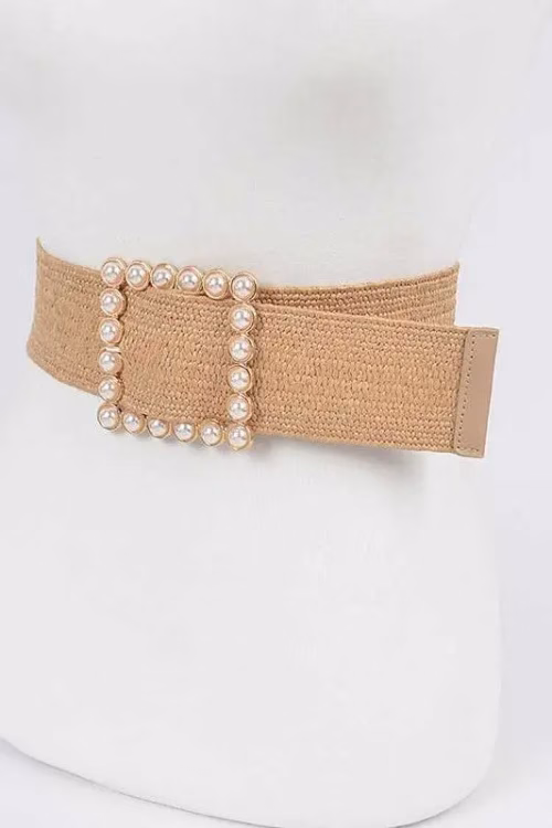 Pearl Buckle Straw Belt - Image 4