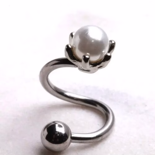Pearl Twist Navel Belly Ring - Image 2