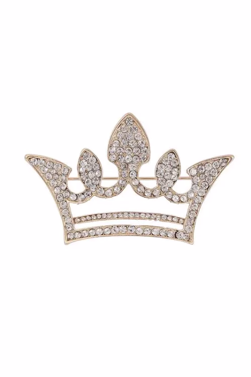 Rhinestone Crown Brooch