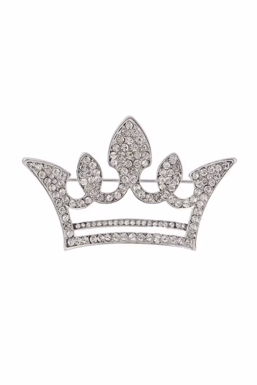 Rhinestone Crown Brooch - Image 2