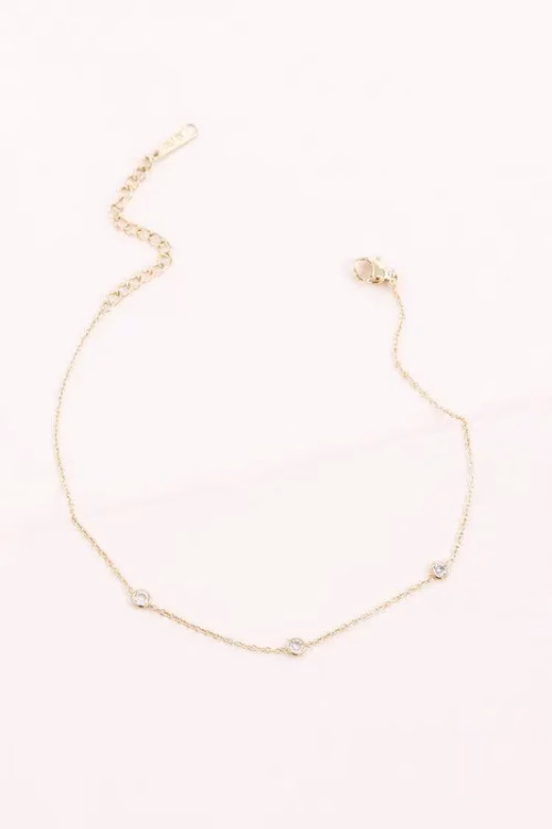 Minimal Circle Rhinestone Anklet