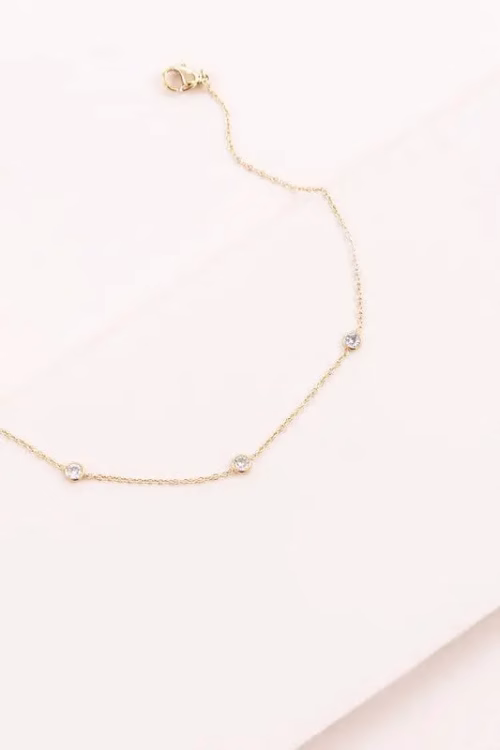 Minimal Circle Rhinestone Anklet - Image 2