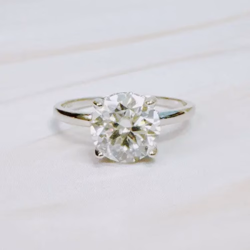 Paved Halo Solitaire Moissanite Ring - Image 3