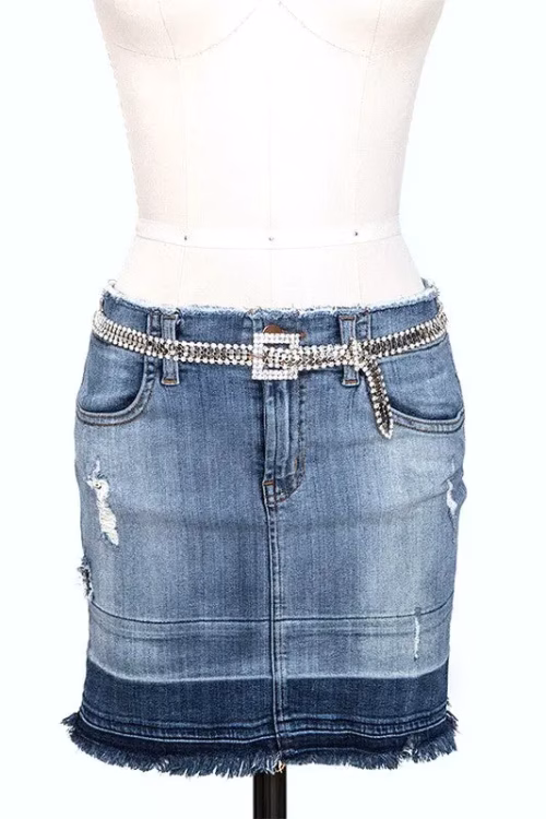 Buckle Rhinestone Mesh Belt