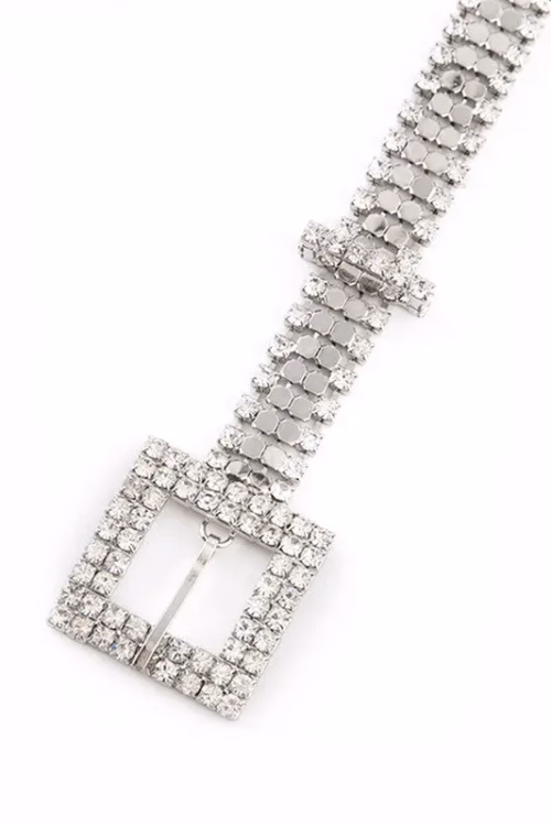 Buckle Rhinestone Mesh Belt - Image 2