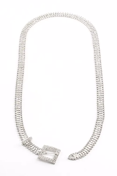 Buckle Rhinestone Mesh Belt - Image 3