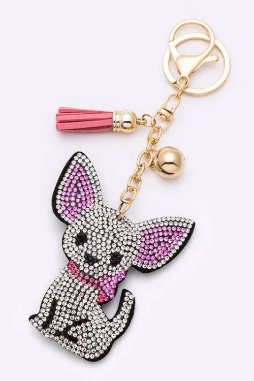 Chihuahua Rhinestone Pillow Key Chain - Image 2