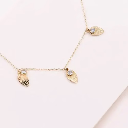 Leaf and Rhinestone Chain Anklet