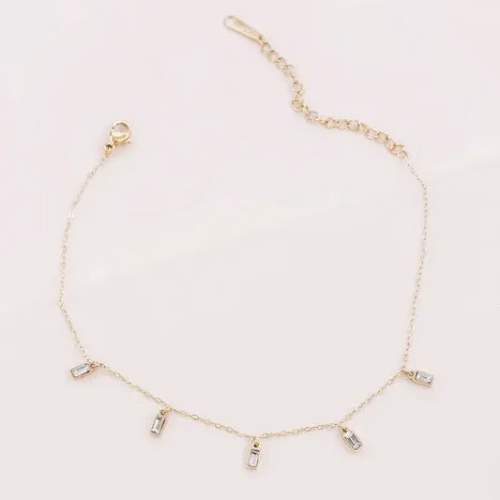 Minimal Rectangle Rhinestone Anklet
