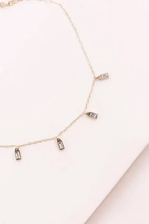 Minimal Rectangle Rhinestone Anklet - Image 3