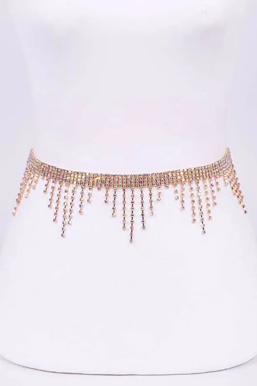 Rhinestone Fringe Chain Belt - Image 2