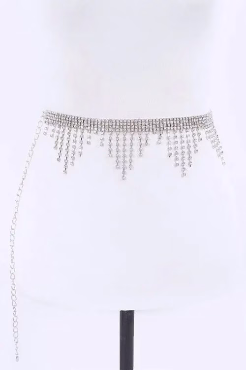 Rhinestone Fringe Chain Belt - Image 3