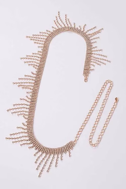 Rhinestone Fringe Chain Belt - Image 4