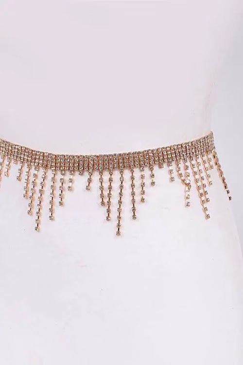 Rhinestone Fringe Chain Belt - Image 5