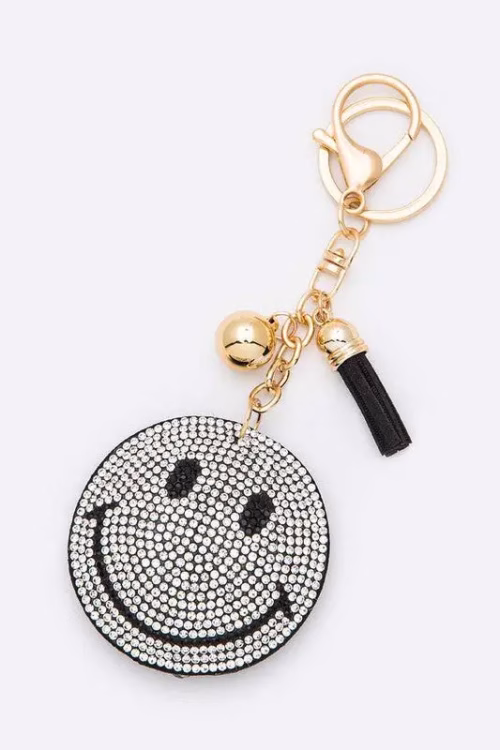 Smily Face Rhinestone Pillow Key Chain - Image 2
