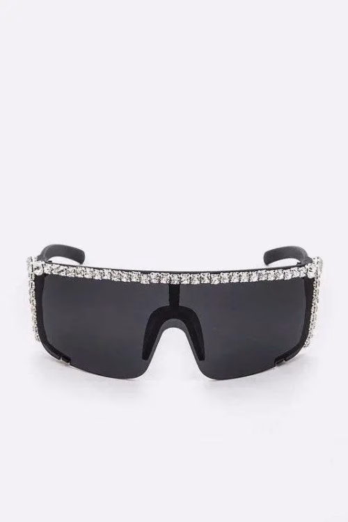 Rhinestone Shield Inspired Statement Sunglasses - Image 6