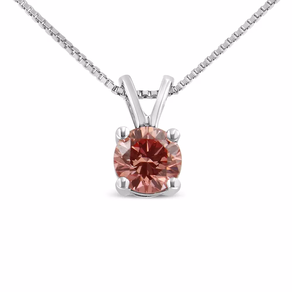 10K White Gold 1/4 Cttw Round Brilliant Cut Lab Grown Diamond 4-Prong Solitaire Pendant Necklace - Image 2