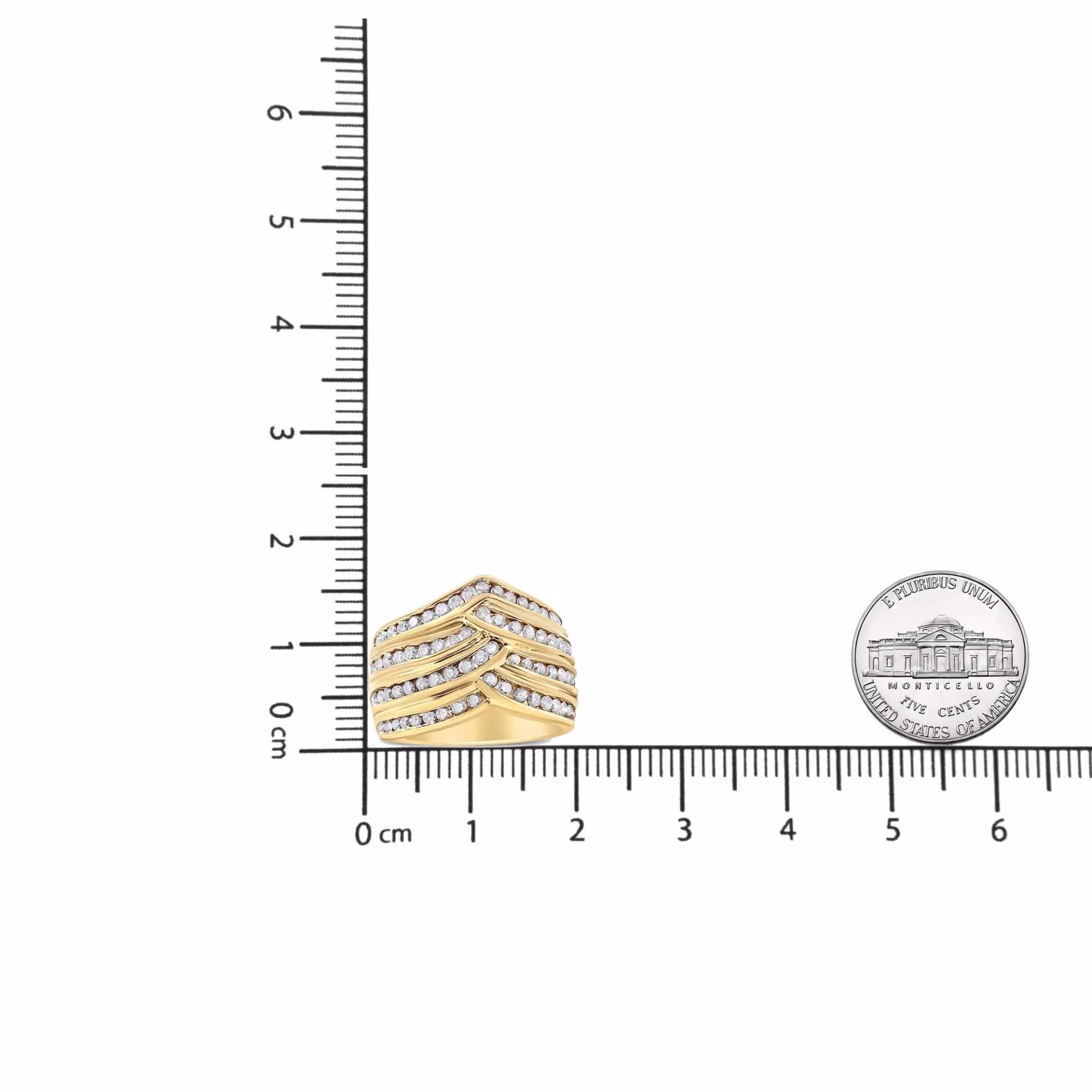 10K Yellow Gold Plated .925 Sterling Silver 1 1/2 Cttw Diamond Channel Band Ring - Image 7