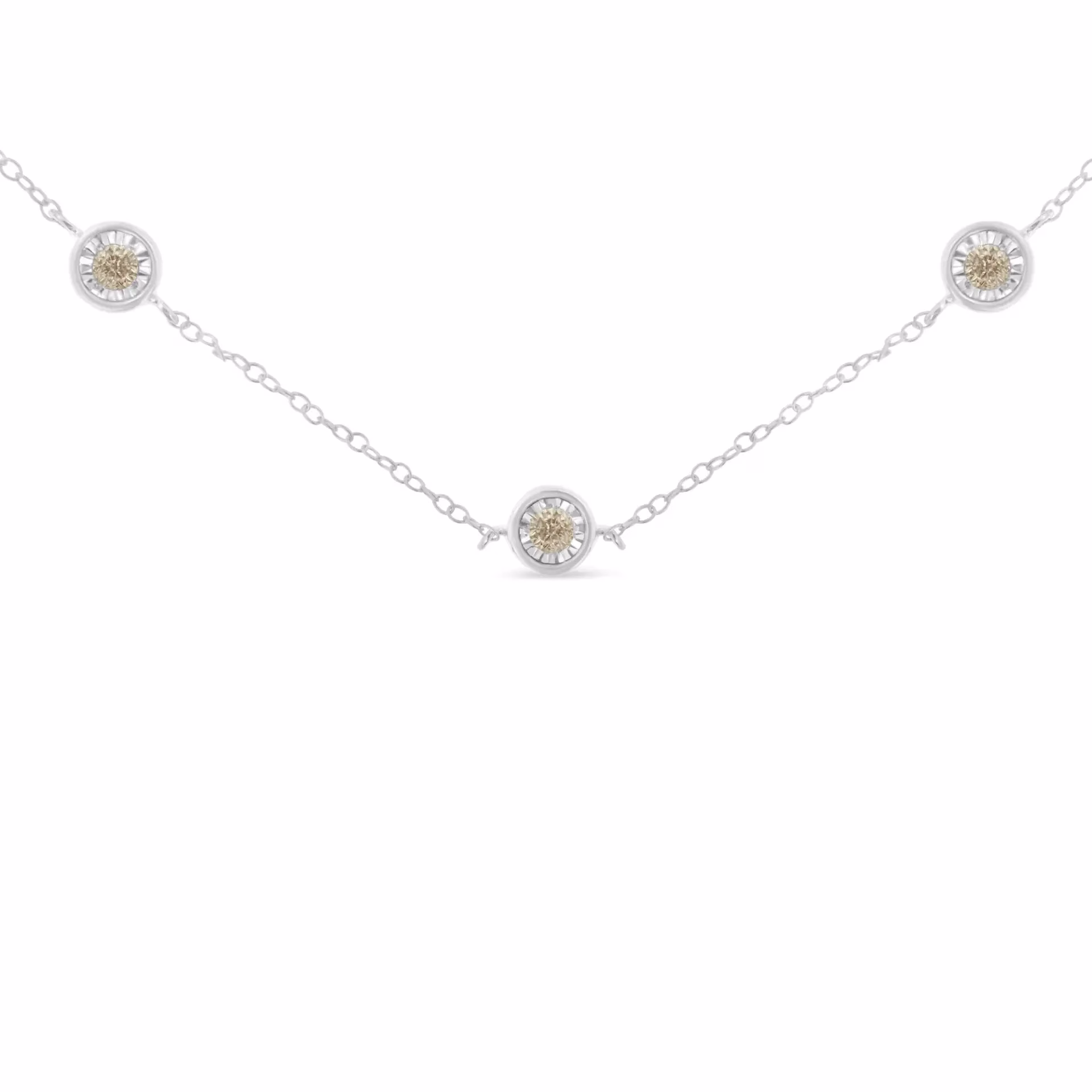 Sterling Silver Diamond Station Necklace (1/2 cttw, I-J Color, I1-I2 Clarity) - Elegant & Timeless - Image 2
